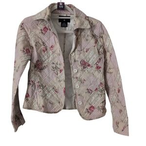 Vintage Quilted Floral Coat Jacket Patchwork Grannycore Cottage Patchwork XS / S